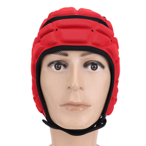 Jugend Rugby Polsternder Kopfschutz Soft Shell Helm, Rot, S