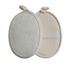 2pcs Natural Loofah Sponge Exfoliating Bath Pads with Terry Cloth Backing for Shower and Bath