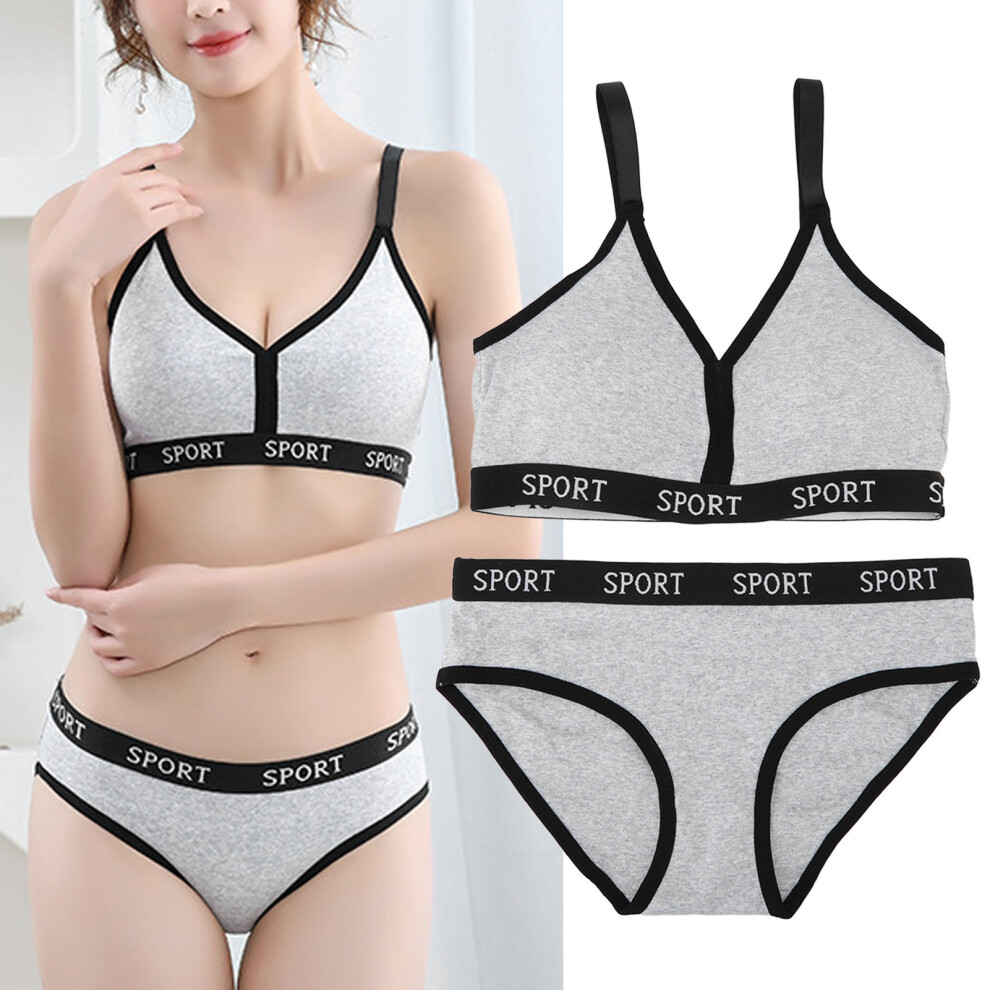 Womenâs Breathable Combed Cotton Sports Bra & Underwear Set Light Grey