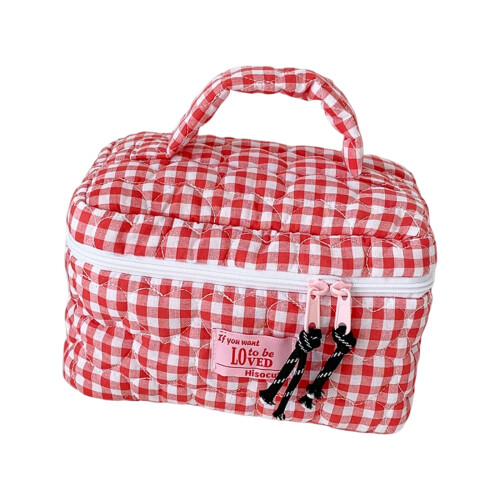 Daily Makeup Organizers Plaids Design Featuring Large-rose red