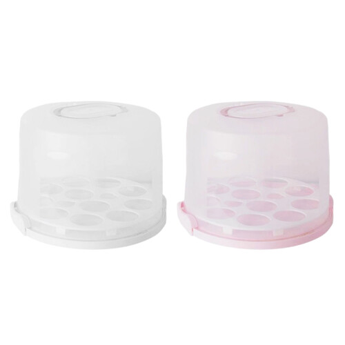 Handheld Cake Transport Box Clear Viewing Cover for-Pink 1