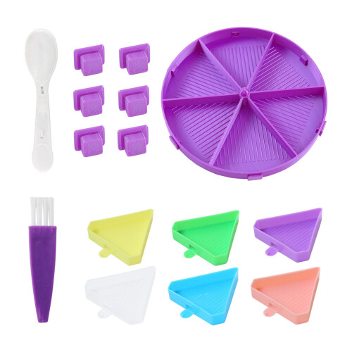 Perlen-Stickwerkzeug-Set, rundes Polymilchsäure-Tablett für-Lila
