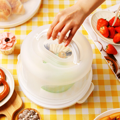 Handheld Cake Transport Box Clear Viewing Cover for-Pink 2