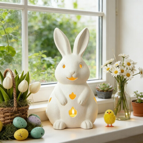 Figurines de lapins de pâques, Statue de lapin, bougeoir de-M1 2