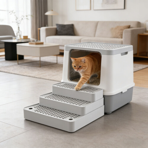 Contemporary Plan Puss Waste Box Step With ABS-dark gray 1