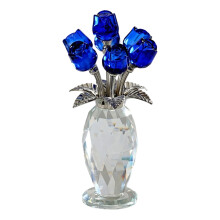 Crystal Rose Figurine,Flower Gift for Mom Wife-Blue