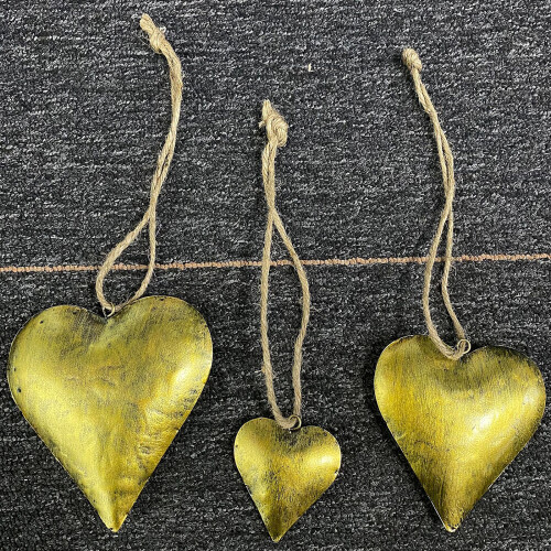 3PCS dekorative Eisen Herz Form Windspiele mit hängenden-Gold 2