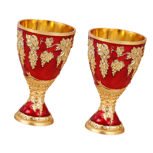 Classical Alloy Stemwares Goblet With Smooth Finishes-Red 2