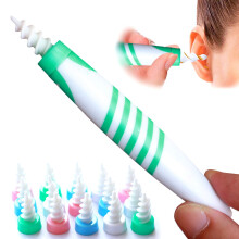 Ear Wax Removal Tool with Ergonomic Spiral Tip, Reusable Silicone Cleaner Kit, 16 Tips for Adults