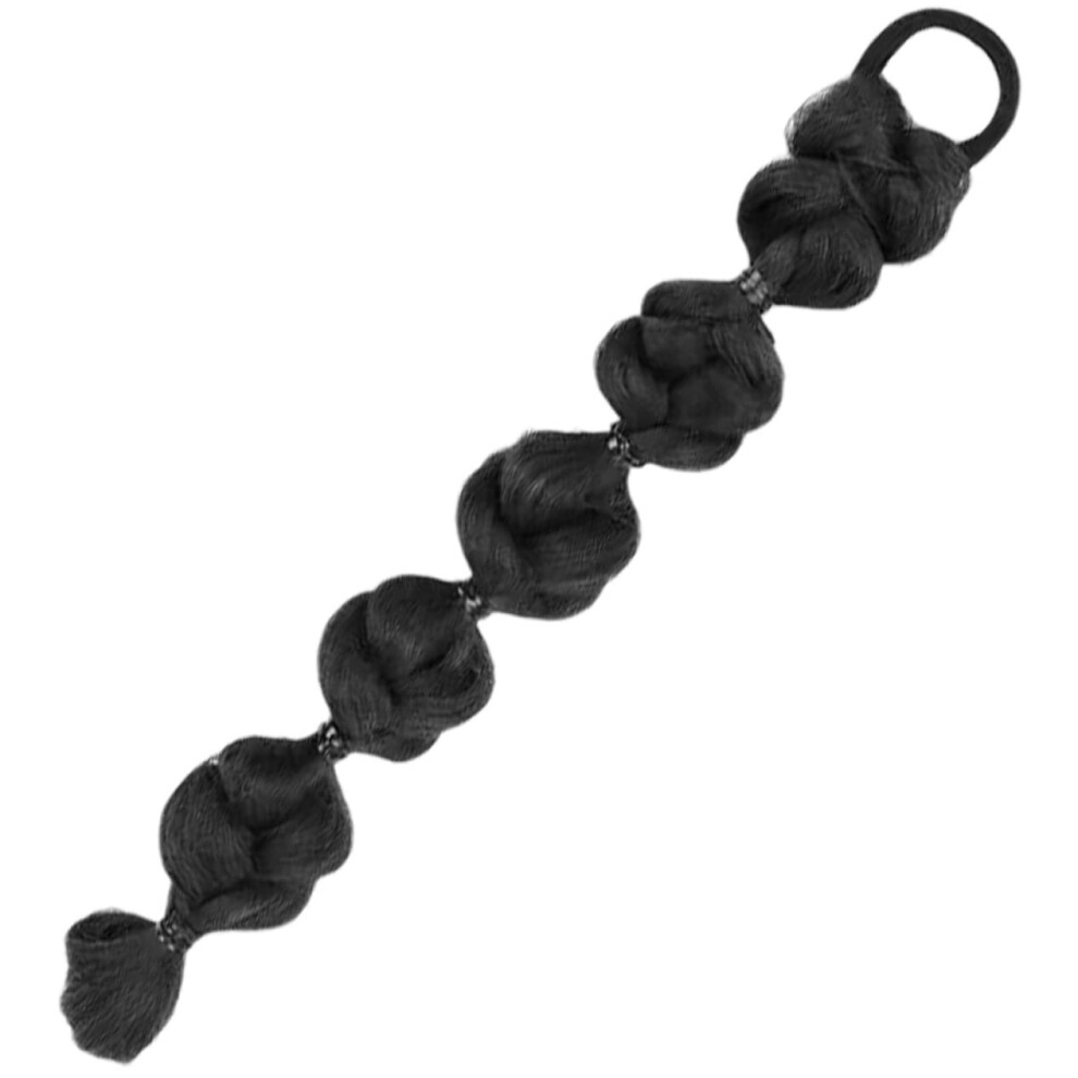 Braided Ponytail Extension Jet Black Synthetic Hairpiece for Women Natural Look Easy DIY Styling