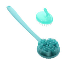 Silicone Back Scrubber with Long Handle, Soft Bristles Exfoliating Body Brush for Bath Shower