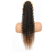 Afro Kinky Curly Ponytail Extension 25 Inch Ombre Black Brown Synthetic Hairpiece with Secure Drawstring Fit