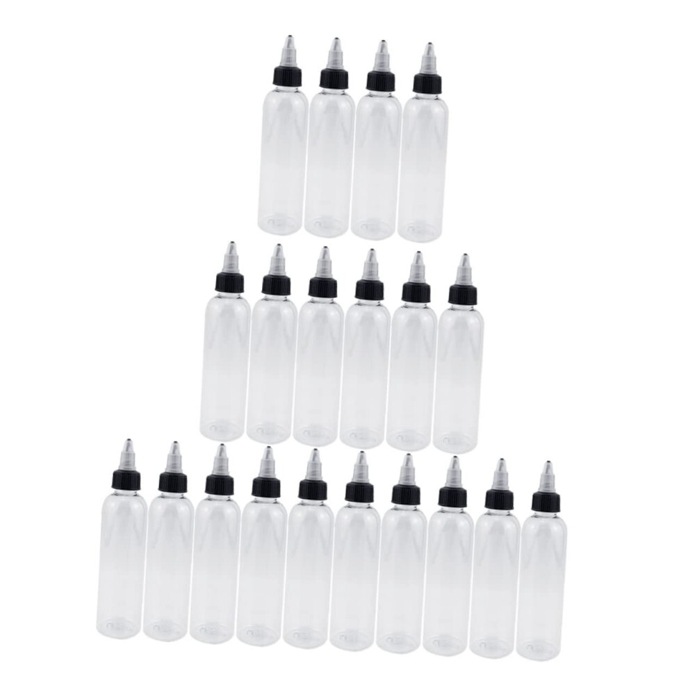 20pcs 120ml Plastic Squeeze Bottles with Pointed Nozzle, Refillable Applicator Bottles for Hair Dye and Toiletries