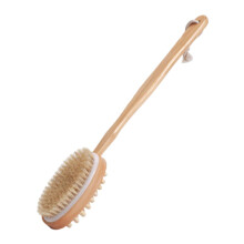 Wooden Long Handle Back Scrubber for Shower, Gentle Exfoliating Body Brush for Wet or Dry Use