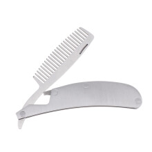 Stainless Steel Folding Comb for Men with Wide Fine Teeth and Bottle Opener, Antistatic Travel Grooming Tool