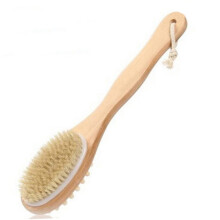 Wooden Body Brush with Long Handle, DoubleSided for Dry Brushing and Back Exfoliation