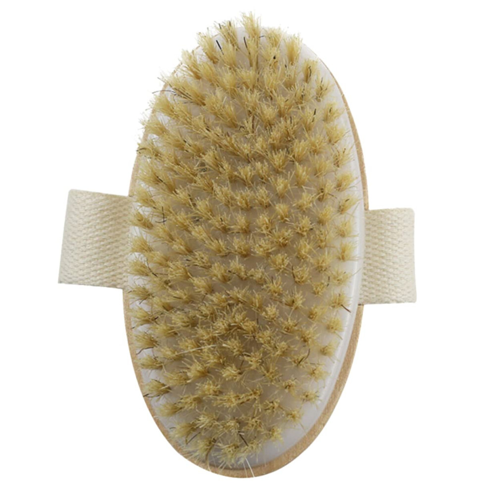 Body Scrubber Shower Brush with Soft Bristles and Wooden Handle for Gentle Back Exfoliating