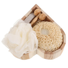 Bath Scrub Set with Long Handle Exfoliating Loofah, Natural Sisal, HeartShaped Spa Gift for Women