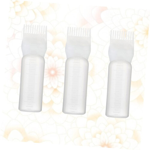 3pcs Hair Dye Applicator Bottle with Comb for Precise Root Application and Even Color Distribution Ref: 7373