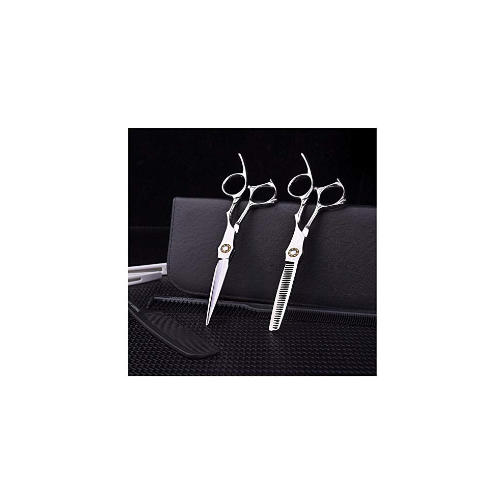 Silver 6 Inch Professional Hairdressing Scissors Set, Japan Steel Barber Scissors With Ergonomic Grip And Precise Cutting Performance For Salon,