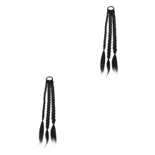 2pcs Long Braided Ponytail Extension for Women, Synthetic Hairpiece with Secure Elastic Attachment