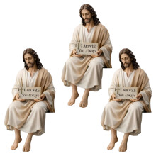 Spiritual Desktop Ornament Christ Sculpture Hand Painted-A 3pcs
