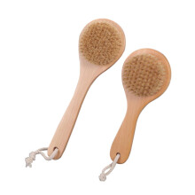 Long Handle Body Brush and Bath Brush Set with Natural Bristle Exfoliation and Hanging Rope