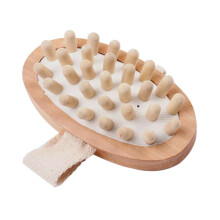 Wooden Body Exfoliating Brush for Shower with Ergonomic Grip, Deep Skin Exfoliation and Gentle Massage