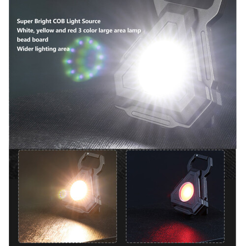 7-Mode COB Keychain Flashlight, 500lm, USB Rechargeable, Waterproof 1