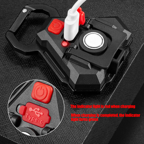 7-Mode COB Keychain Flashlight, 500lm, USB Rechargeable, Waterproof 2
