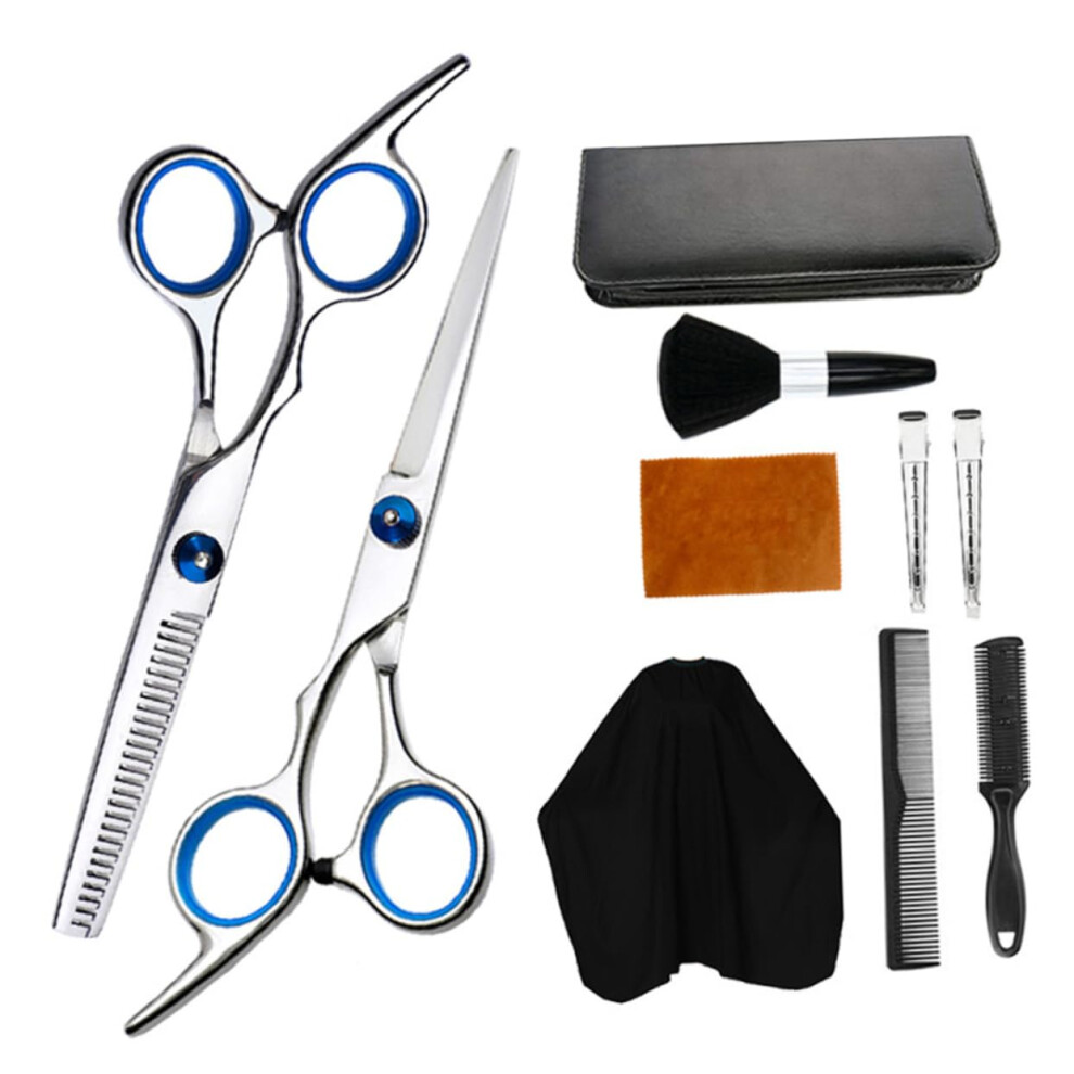 Black 10Pcs Professional Hair Cutting Scissors Set With Ergonomic Handle, Comb And Salon Accessories
