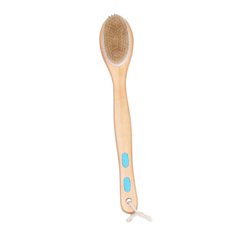 DoubleSided Bath Brush with Long Ergonomic Handle, Silicone Grip and Deep Exfoliation Bristles
