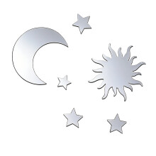 Star Moon Mirror Wall Sticker Zelfklevende Star Moon Decal DIY