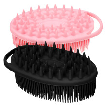 2pcs DualSided Silicone Body Scrubber Exfoliating Shower Brush with Soft Comfort Grip and Hanging Hook