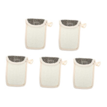 5pcs Exfoliating Soap Saver Bags Black Linen Mesh Pouch for Shower and Travel Quick Dry Hanging