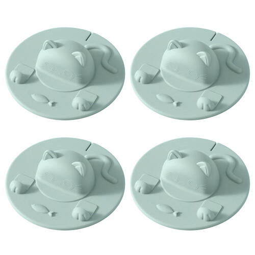 Cats Silicone Cup Lid Dustproof Camping Mug-Light Green 4