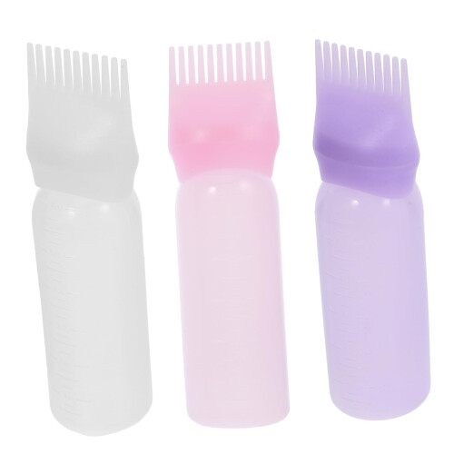 3pcs Hair Dye Applicator Bottle with Comb for Precise Root Application and Even Color Distribution Ref: 7510