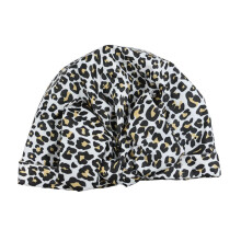 Waterproof Satin Lined Shower Cap for Women Leopard Pattern with Adjustable Elastic Band Lightweight Travel Size