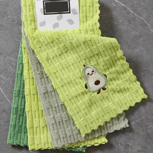 Microfiber Dishcloth With Avocado Embroidery Fast Drying For 2