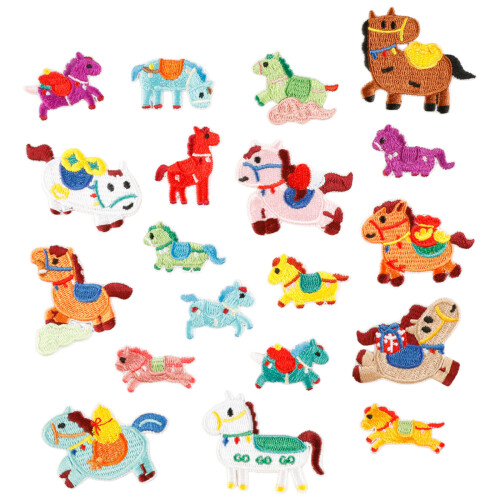 19PCS Embroidered Horse Pattern Stick Patches Ideal For Phone