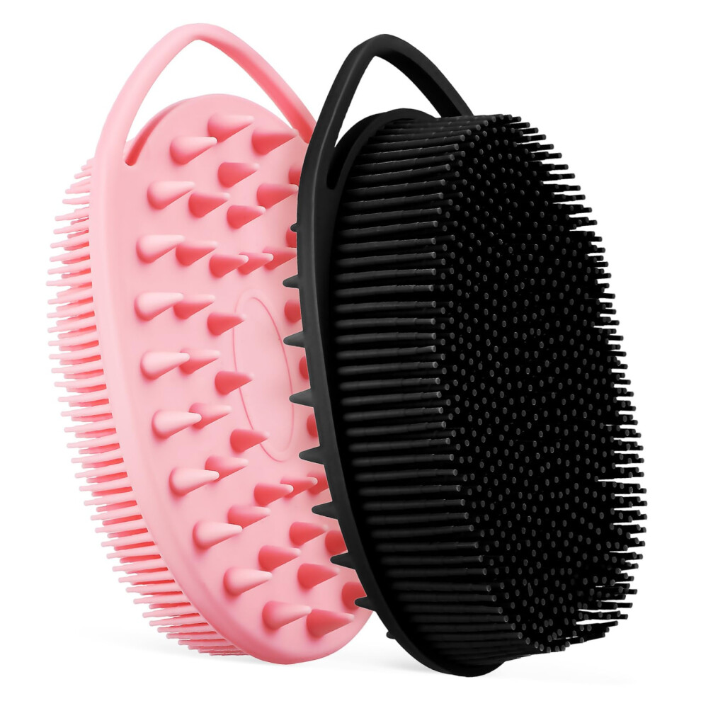 2pcs Silicone Body Scrubber and Shower Brush DoubleSided Deep Cleansing Bristles Gentle Massage Durable Silicone