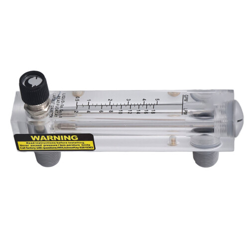 Liquid Flowmeter Panel Type Acrylic Adjustable 0.5-5GPM ZG1/2in