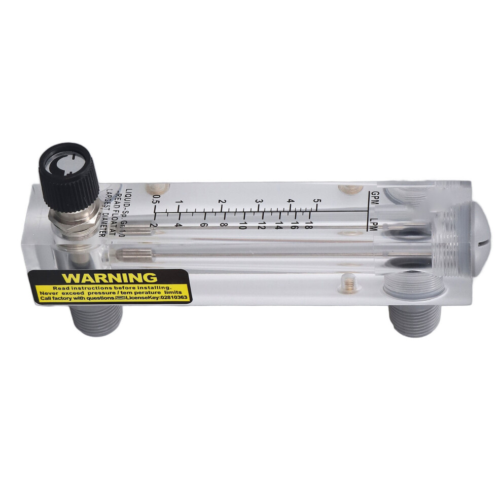 Liquid Flowmeter Panel Type Acrylic Adjustable 0.5-5Gpm Zg1/2In 6931390254824