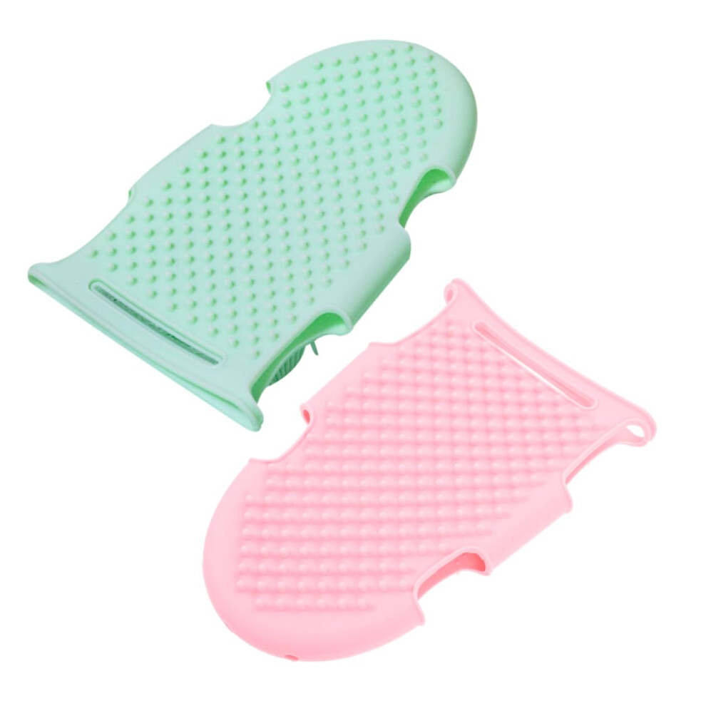 2pcs Silicone Body Scrubber Mitts Gentle Exfoliating Bath Glove with Comfort Grip