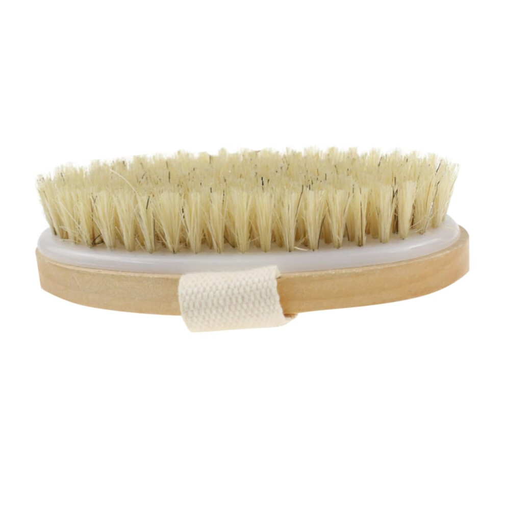 Dry Body Brush Natural Bristles for Exfoliating Skin Smoothing Gentle Massage Wooden Handheld Design