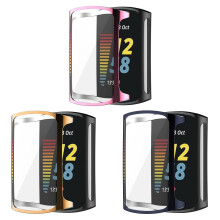 Screen Protector for Fitbit Charge 5 3 Pack Soft TPU Bezel Cover Blue Pink Gold EdgetoEdge Protection