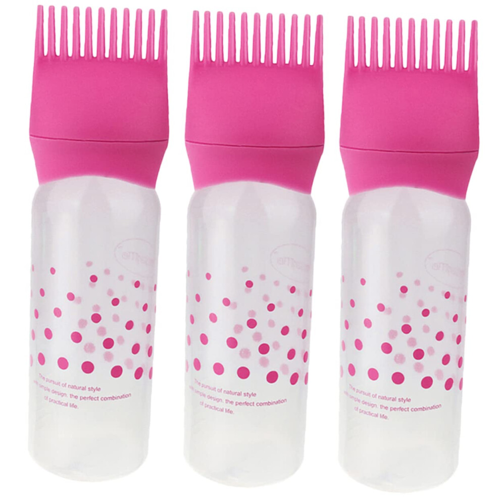 Pink 3Pcs Hair Dye Applicator Bottle With Root Comb For Precise Application And Even Distribution