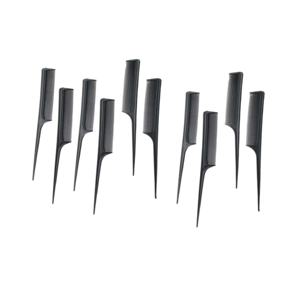 10pcs Professional Hair Cutting Comb Set Black Fine and Wide Tooth for Salon and Home Styling