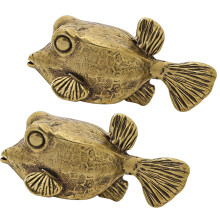 Artistic Brasses Tea Pet Pufferfishes Figurine Features-2pcs