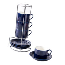 Flexible 8OZ ceramics Coffee Cup and Dish Group Suitable-Gray